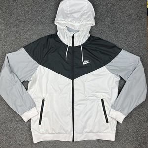 Nike Jacket Adult Extra Large Black Gray White Windrunner Full Zip Running Mens